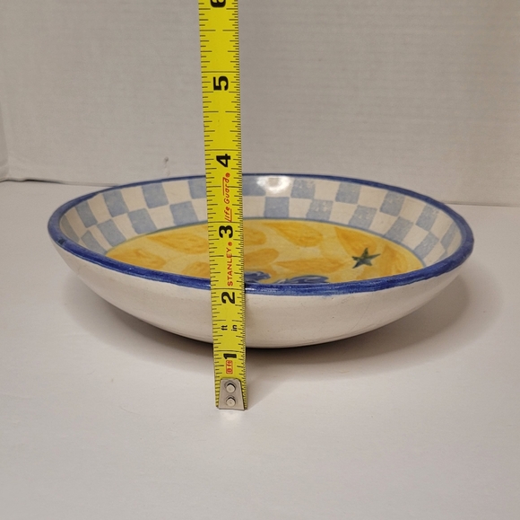 Dan Lasser Vintage Ceramic Stoneware Art Pottery Pasta Bowl Blue Chicken Rooster - Picture 6 of 7